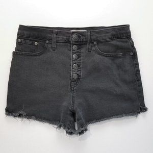 Madewell High Rise Denim Shorts in Washed Black